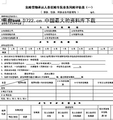 物流承运人责任险车队业务风险评估表设计与管理